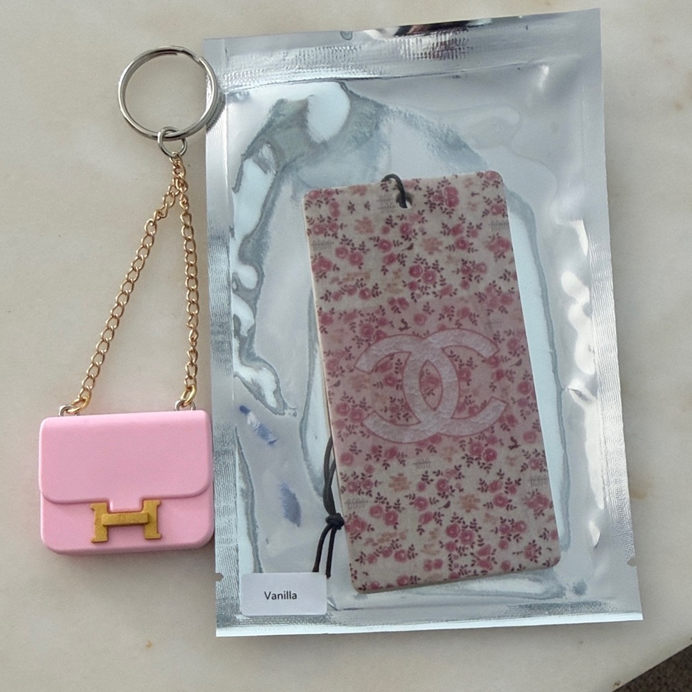 Pink H Keychain & Car Freshie